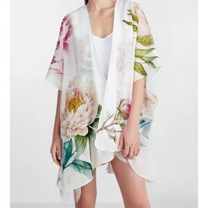 Pastel Peonies Kimono/All-Season Lightweight Layering Wrap Boho Chic Cover-Up
